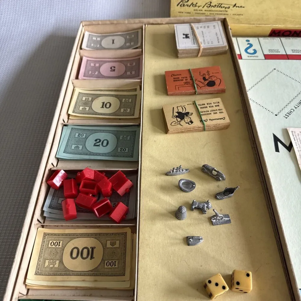 Vintage Monopoly 1954 Board Game Yellow Box - Complete!